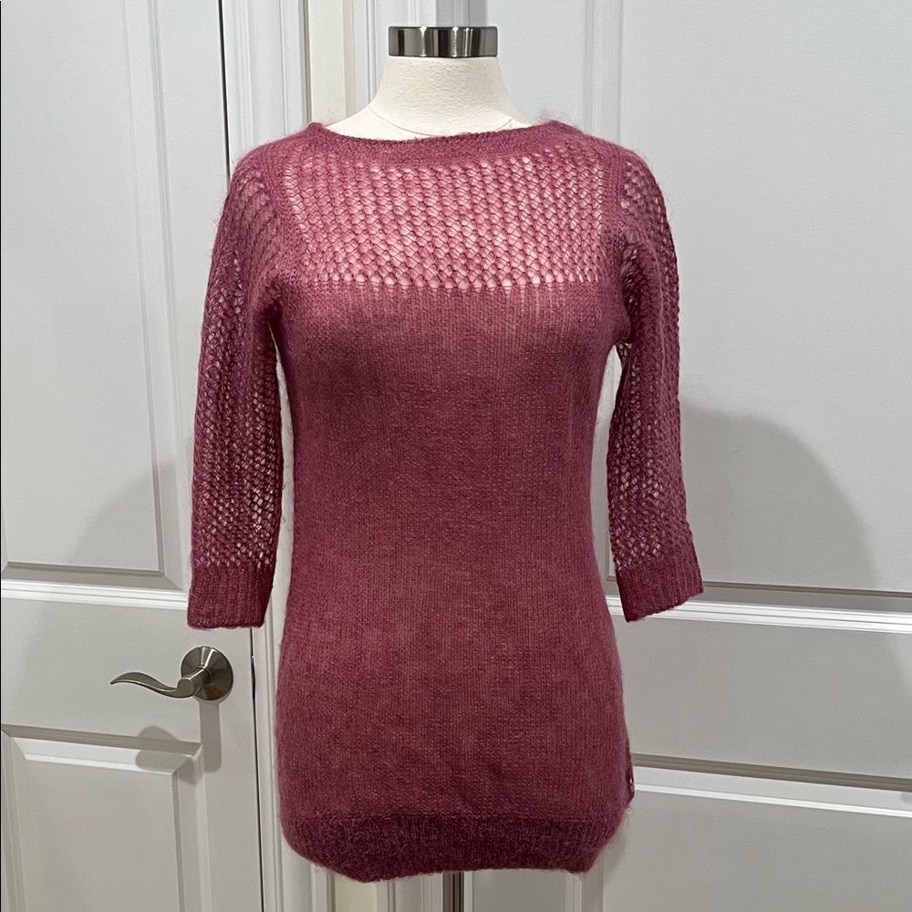 Des Pres 80%‎ Mohair 20% Silk Sweater Size Small Lightweight Open Knit Mauve